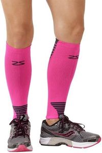 Zensah Ultra Compression Leg Sleeves for Running, Shin Splint Relief, Neon Pink,Large