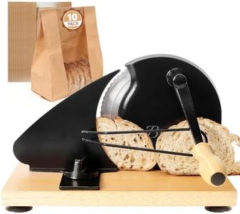 Manual Bread Slicer for Homemade Sourdough Bread, Adjustable Thickness&Evenly Slicing, Hand Crank Bread Slicer with Scale Line and Suction Cup, Serrated Blade Design, Patent:USD105861