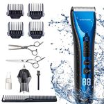 Barberboss Professional Hair Trimmer, Beard Trimmer, Shaver for Men & Boys, Waterproof, Cordless, Rechargeable Hair Trimmer, LED Display, Three Speed Adjustment, QR-2081