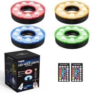 KINGTOP Rechargeable LED Golf Hole Light - Waterproof, Focused Illumination Lens, Remote-Controller, Perfect for Backyard Night Golf Practice Putting Green, Camping, Outdoor Party, O-4Pack