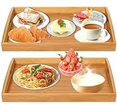 2 Pack Bamboo Serving Tray with Han