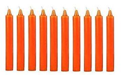 Kuber Selection Pack of 10 Pcs 5 Inch 14mm Premium Orange Taper Candles, Orange Stick Candles, Orange Spell Candles, Orange Household Candles (Pack of 10 Pcs) (5 INCH, 14mm) (Orange)