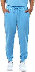 Peelz Ted 4-Pocket Jogger Scrub Pants for Men - Elastic Waistband, Drawstring Tie, Soft Men's Scrubs, Slim Fit, Ceil Blue, Medium, Regular