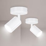 Ketom 2 x Spotlight Ceiling Light - GU10 LED Spotlight Matt White Single Adjustable Spotlight Wall Light - 1 Spot Ceiling Lights - Bulb Not Included