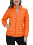 TACVASEN Women Puffy Jackets Lightweight Quilted Jacket Stand Collar Down Puffer Jacket Winter Windproof Jackets with Pockets Orange, L