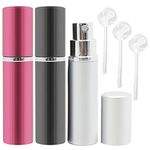 ZHIYE Perfume Atomiser Spray Bottle, 3 Pieces Refillable Refilling Travel Size Perfume Bottles in Pocket & Handbag Black & Pink & Silver (10ML 6 Piece Set)