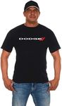 JH DESIGN GROUP Men's Dodge Emblem Black Crew Neck T-Shirt (Large, Black)