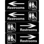 Chinco 4 Pieces Acrylic Plastic Restroom Sign 9 x 3 Inch Bathroom Sign for Business Men Women Wheelchair Restroom Sign with Arrow for Door Wall Office Restaurants Supplies