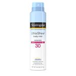 Neutrogena Ultra Sheer Body Mist Sunscreen Spray Broad Spectrum SPF 30, Lightweight, Non-Greasy & Water Resistant, Oil-Free & Non-Comedogenic, Oxybenzone-Free UVA/UVB Sunscreen Mist, 5 oz