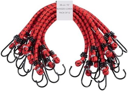 PRETEX Corde Elastiche con Gancio - Set di 12 - Corda Elastica con Gancio per Teloni Portapacchi Auto e Bici - Ganci Elastici Portapacchi - 38 cm - Rosso
