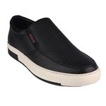 Red Chief Black Leather slip on sneakers for men