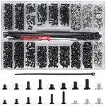 531 Pcs M2 M2.5 M3 Laptop Screws, Notebook Computer Screws, Flat Head Phillips Screws, Countersunk Cross Head Screws for PC SSD Electronic Repair Screws Compatible with HP Dell Samsung Sony Lenovo