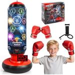 OMKSIH 2026 Upgraded Punching Bag for Kids, Inflatable Boxing Set with Scoring, Light, Music, 4 Game Modes, Kids Punching Bag with Gloves, Birthday Gifts for Boys Girls Practicing Karate Taekwondo