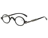 Agstum Readers Mens Womens Vintage Small Oval Round Reading Glasses (+2.50, Black)