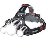 Blukar Head Torch Rechargeable, 8000L Super Bright Headlamp with 3 Lights 5 Modes, 4400mAh Capacity Up to 18hrs Runtime - IPX6 Waterproof Adjustable Focus Headlight for Running, Hiking, Fishing etc.