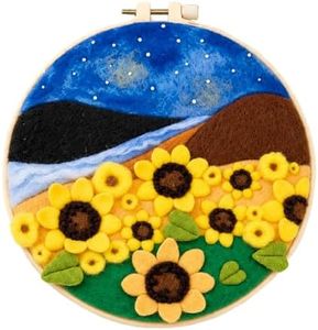 MZSMYKCH Wool Felting kit - Beginner Felt Painting Set with Wool, Decorative Frame, Easy DIY Craft for Home Decoration, Relaxing Hobby, Holiday Gift for Adults & Teens (Sunflower Design)
