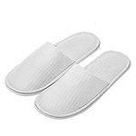 AhfuLife Echoapple Waffle Closed Toe White Slippers Fit Most Men and Women for Spa, Party Guest, Hotel and Travel (6/7.5 UK, White-5 Pairs)