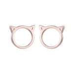 Rose Gold Cat Stud Earrings, Cat Lover Gift, Cat Ears Jewelry