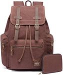 KAUKKO Vintage Canvas Backpack for Men and Women Retro Stylish Backpack Outdoor Travel Hiking Large Capacity, Coffee P2-1-21, Einheitsgröße, Rucksack Backpacks