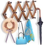 MRYUWB Accordion Wooden Expandable Coat Rack,Multipurpose Hanger Wall Mounted with Wood Hooks for Hanging Coats,Hats,Handbag,Umbrella,Keys,Organizing Home Daily Stuffs