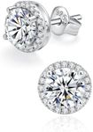 IMOLOVE Moissanite Stud Earrings with 2.4CT D Color Lab Created Diamond Halo Earrings in Sterling Silver with 18K White Gold Plated for Women Men-1