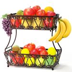 SimpleHouseware 2-Tier Countertop Fruit Basket Bowl Storage, Bronze