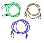Shomex High Strength Elastic Bungee, Shock Cord Cables, Luggage Tying Rope with Hooks (Multicolour) -Set of 2