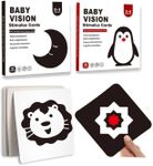 Visual Stimulation Flashcards, 40 Cards 80 Pages Black and White Baby Visual Stimulus Cards Sensory Developmental Black White Card Set for Newborn Baby (2 Books (0-6 Month))