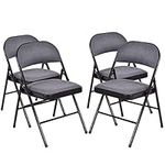 Giantex 2-Pack Folding Chairs Set - Waiting Room Chairs with Metal Frame, Fabric Upholstered Padded Seat, Foldable Party Chair Set, Event Chair, Folding Guest Chairs Set, Gray (4 Pack)