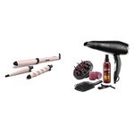 BaByliss Curl & Wave Trio Styler, Multi-Styler, Hair Waver, Beachy Waves & TRESemme Keratin Smooth 2200W Volume Shine Hair Dryer Gift Set, Diffuser Dryer, Paddle Brush, Hair Rollers