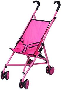 Precious Toys Hot Pink & Black Handles Doll Stroller with Swiveling Wheels