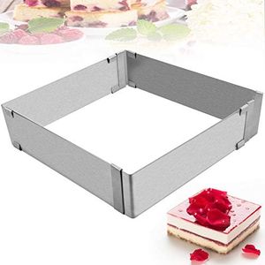 DURANTEY Adjustable Cake Mould Stainless Steel Cake Pan 15 to 28 cm Adjustable Square Cake Tins Expandable Baking Frame Square Mousse Cake Mould to make Square Cakes Such As Mousse Cakes, Tiramisu.