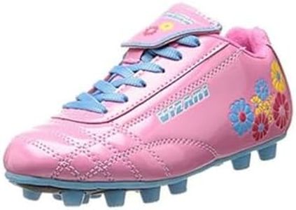 Vizari Blossom FG Soccer | Synthetic Leather, Machine Washable, Unique Graphics with Durable Rubber Outsole Pink/Blue