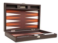 13-inch Premium Backgammon Set - Travel Size - Dark Brown Board