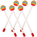 SUPVOX 6pcs Lollipop Drum Mallet Sticks Foam Head Percussion Sticks Rainbow Drumsticks for Kids Hand Percussion Toy