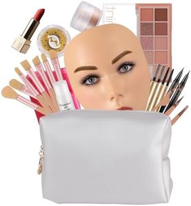 3D Makeup Practice Kit,Reusable Silicone Makeup Practice Face Board/Makeup Mannequin Face,with Makeup Brushes Set&Eyebrow Pencils&Eyelashes&a Makeup Bag&makeup remover towel&Eyeshadow&Lipstick