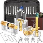 IPSXP Lock Picking Set, 32-Piece Lock Pick Set with 4 Transparent Training Locks and Manual and Zip Case for Lockpicking, Extractor Tool for Beginner and Locksmith Training