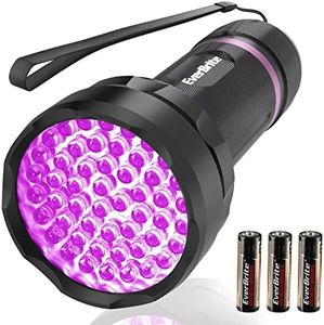 EverBrite 51 LED UV Flashlights Black Light, 395 nm Ultra Violet Blacklight Flashights Detector for Bed Bug and Pet Urine Stains on Carpets, Clothes or Floor(with 3*AA Batteries)