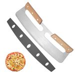 Stainless Steel Pizza Cutter Single Rocker, Stainless Steel Pizza Slicer with Protective Cover, Pizza Slicer Pizza Cutter Rocker for Cutting Pizza, 13 Inch