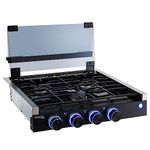 RecPro RV Built In Gas Cooktop | 3 Burners | RV Cooktop Stove | 6,500 and 8,000 BTU Burners | Cover Included