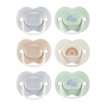 Tommee Tippee Anytime Soothers, 0-6m, 6 Pack, Symmetrical Teat Sits Anyway Up, BPA-Free Silicone Dummy, Orthodontic Design