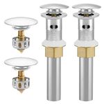 KES Bathroom Sink Drain with Overflow, with Strainer Basket Hair Catcher Anti Clog Pop Up Drain Stopper Vanity Vessel Sink, Polished Chrome, 2 Pack, S2013A-CH-P2