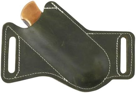 Pocket Knife Sheath for 5 inch, Knife Holder for Belt, Belt Knife Sheath, EDC Multitool Holster, Portable Folding Bulk Knives Pouch for Outdoor, Premium Handwork Gift for Men (Dark Green)