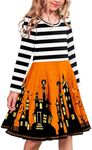 Arshiner Girls Dress Patchwork Print Basic 2t School Party Long Sleeve Skater Twirl Halloween Castle Dress Size 2