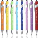 8Pcs Quotes Pen Inspirational Ballpoint Pen with Stylus Tip, Stylus Pens Motivational Messages Pens, Funny Touch Stylus Pen, Black Ink Metal Motivational Pens for Women Men