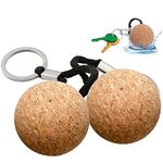 2 Pcs Floating Cork Keyrings, 53mm Floatable Wooden Ball Key Chain Water Buoyant Key Ring Lightweight Water Sports Accessories for Swimming Diving Fishing Canoeing Sailing Kayaking Marine Boat