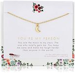 Lucky Feather Moon To My Stars Necklace for Women and Teenage Girls - 14K Gold Dipped Moon Pendant on Adjustable Chain, Ideal Gift for a Special Person on Her Birthday or as a Reminder She is Loved