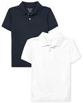 The Children's Place Boys' Multipack Short Sleeve Soft Jersey Knit Polos Shirt, Nautico/White 2-Pack, S