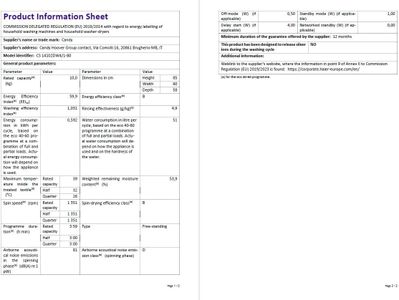Candy 10kg Washing Machine – White Front Load Laundry Appliance