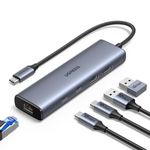 UGREEN USB C Hub Ethernet, 10Gbps USB C 3.2 Ethernet Adapter with 2 x USB-C Port, 2 x USB-A Port and 1x RJ45 Gigabit LAN Network Adaptor for Thunderbolt 3/Laptop/iPhone/iPad/Tablet/Switch/Steam Deck